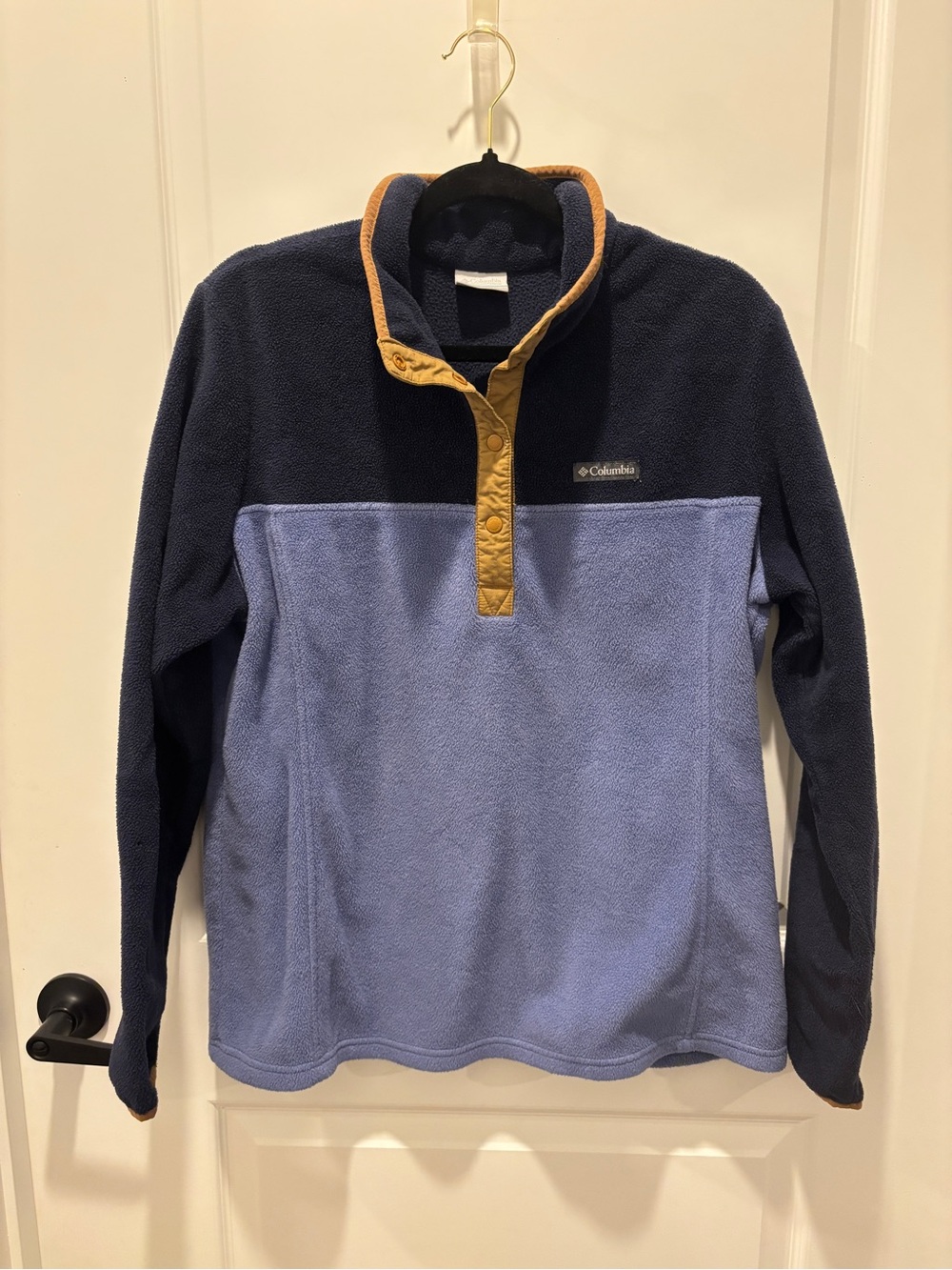 Columbia Men's Navy, Light Blue & Tan Snap-Placket Fleece Shirt Jacket